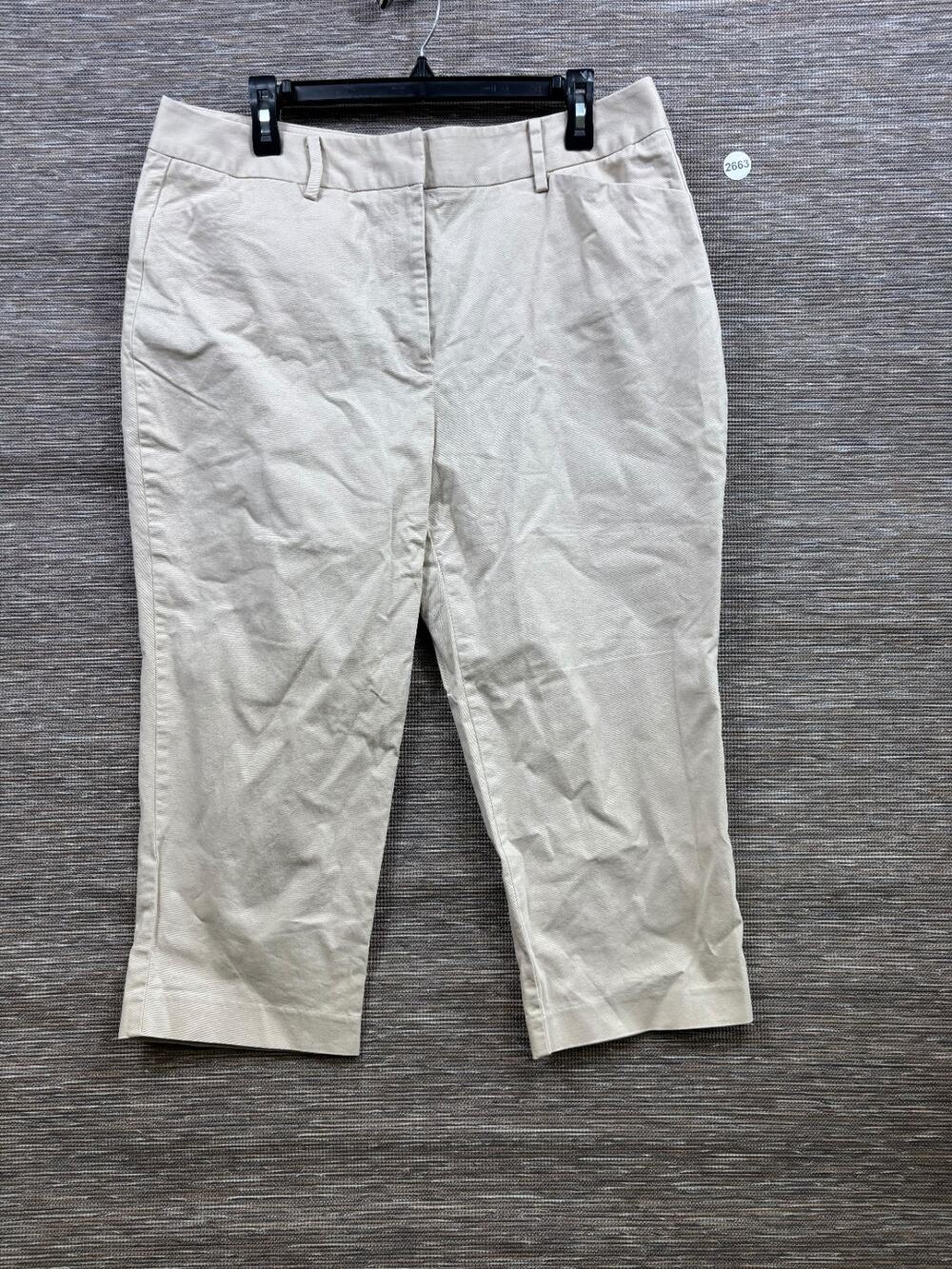 Talbots Khaki Cropped Pants Womens Size 16 Beige High-Rise Stretch